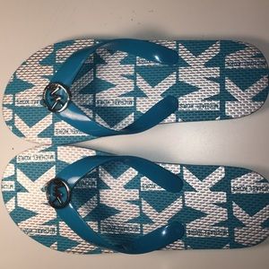 Blue Michael Kors flip flops